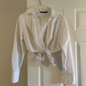 Zara cropped button down